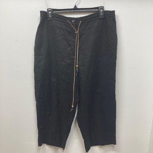 Lauren Ralph Lauren 100% linen black wide leg cropped pant 14